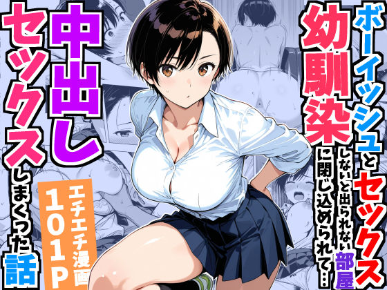 エロ漫画 ボーイッシュ幼馴染と「セックスしないと出られない部屋」に閉じ込められて…中出しセックスしまくった話